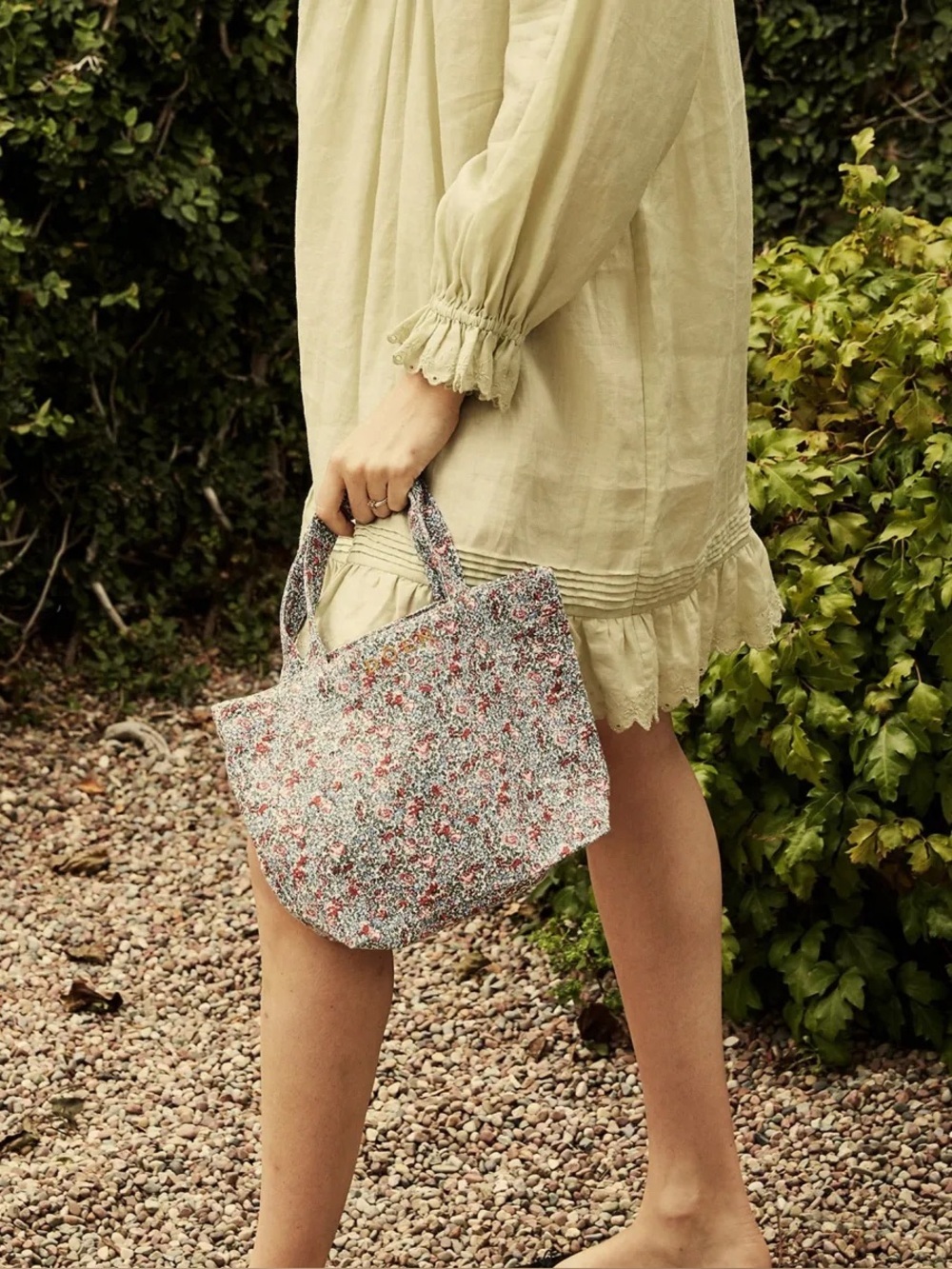 DÔEN Mini Canvas Tote White Petit Jardin Print 100% Organic Cotton NWT Rare